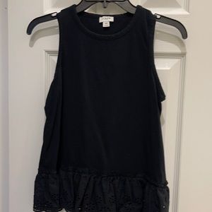 Black 100% cotton topped with eyelet hem.